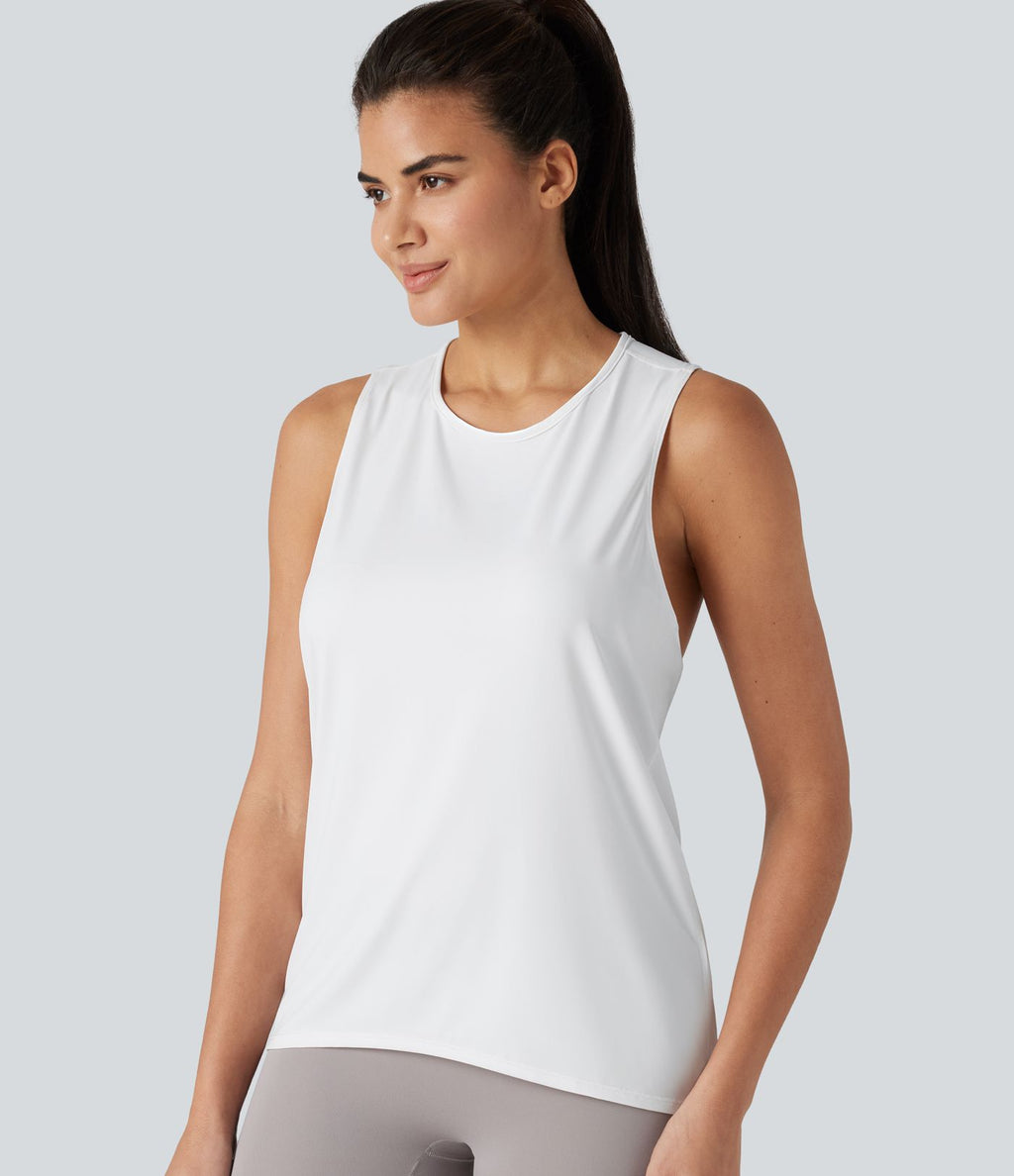 Débardeur de sport yoga dos nageur croisé effet frais InstantCool séchage rapide sans manches, protection solaire UPF50+