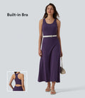 Robe mi-longue casual dos nageur sans manches avec fronces et brassière intégrée