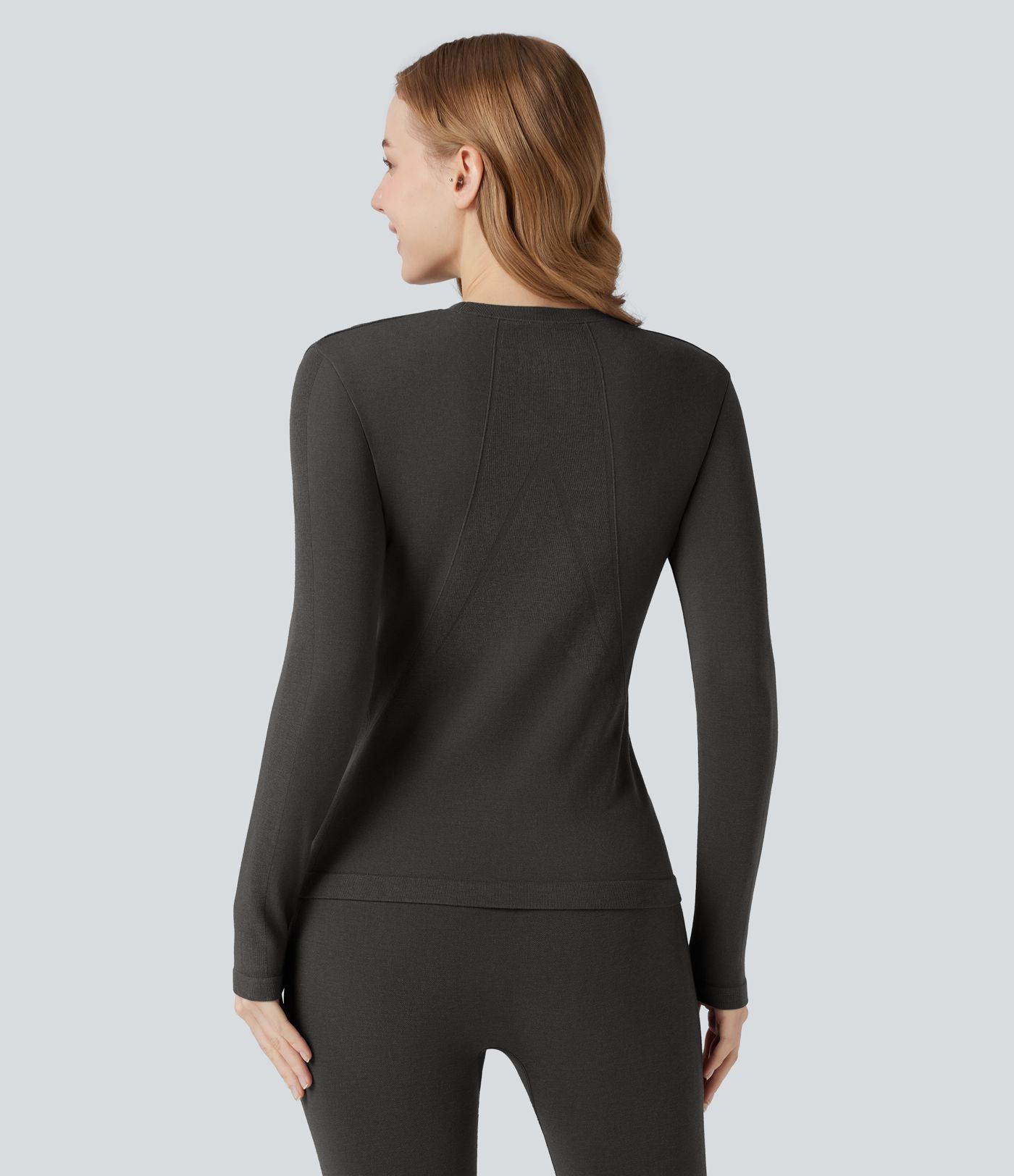 Haut thermique col rond à manches longues sans couture HeatCore OneForm Seamless Flow