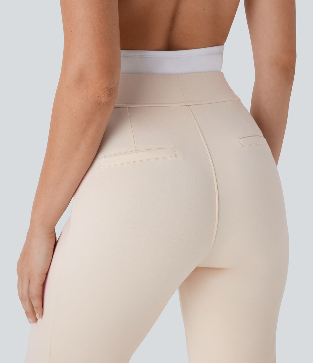 Pantalon fuselé ajusté longueur cheville taille haute ourlet roulotté