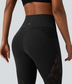 Legging de yoga 7/8 Softlyzero™ taille haute avec dentelle contrastée et poches latérales-UPF50+