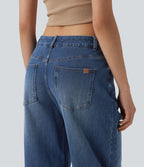 Jean Barrel 7/8 Halara Flex™ casual taille basse jambes tonneau avec poches