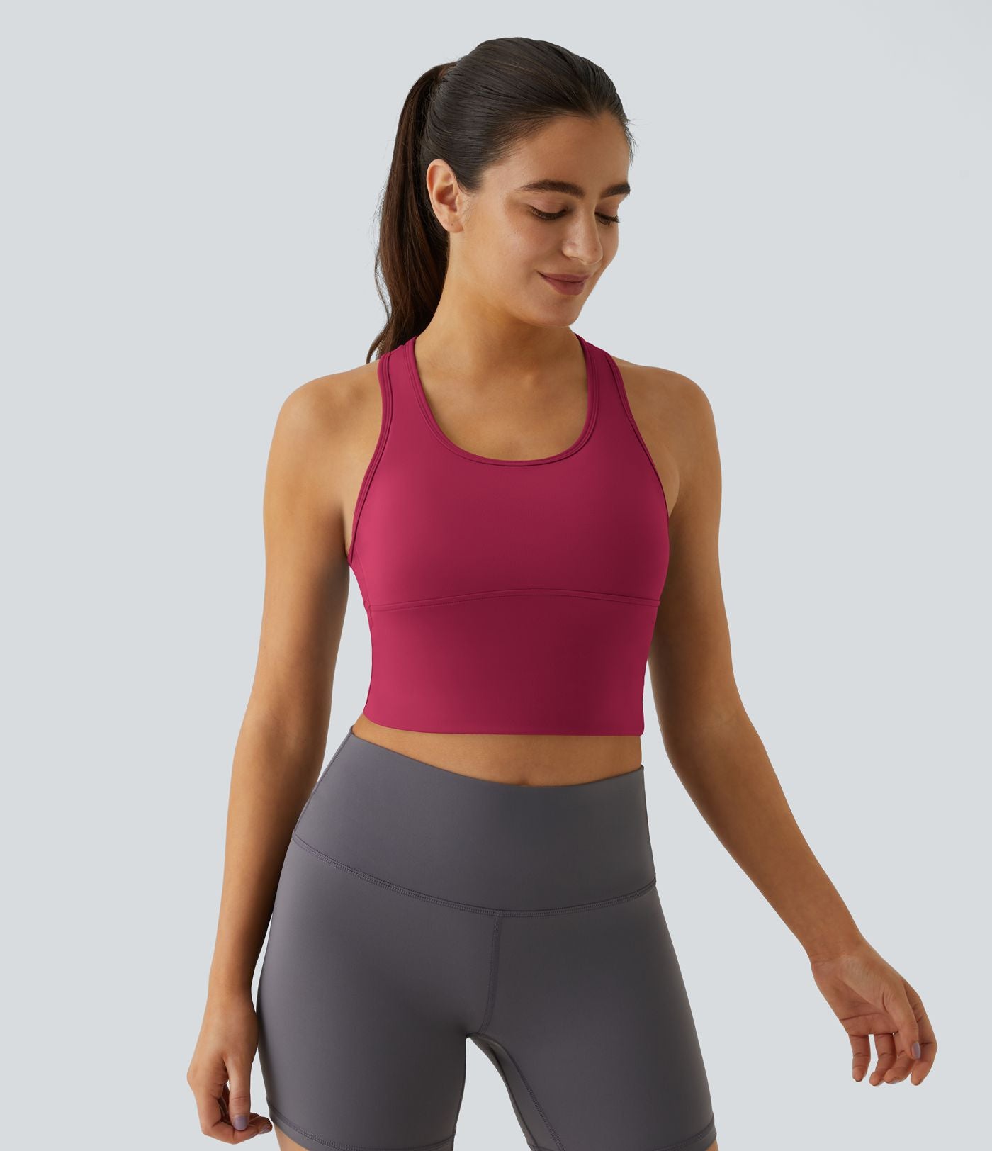 Softlyzero™ Plush Plus Débardeur Yoga Crop à Col U Plongeant Dos Nu Dos Nageur Découpé - UPF50+