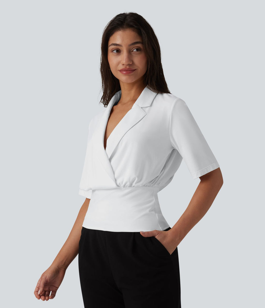 Haut SoftlyZero™ à revers pour le bureau, manches courtes, taille cintrée, protection solaire UPF50+