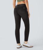 Jean skinny 7/8 décontracté taille basse Halara Flex™ avec poches zippées