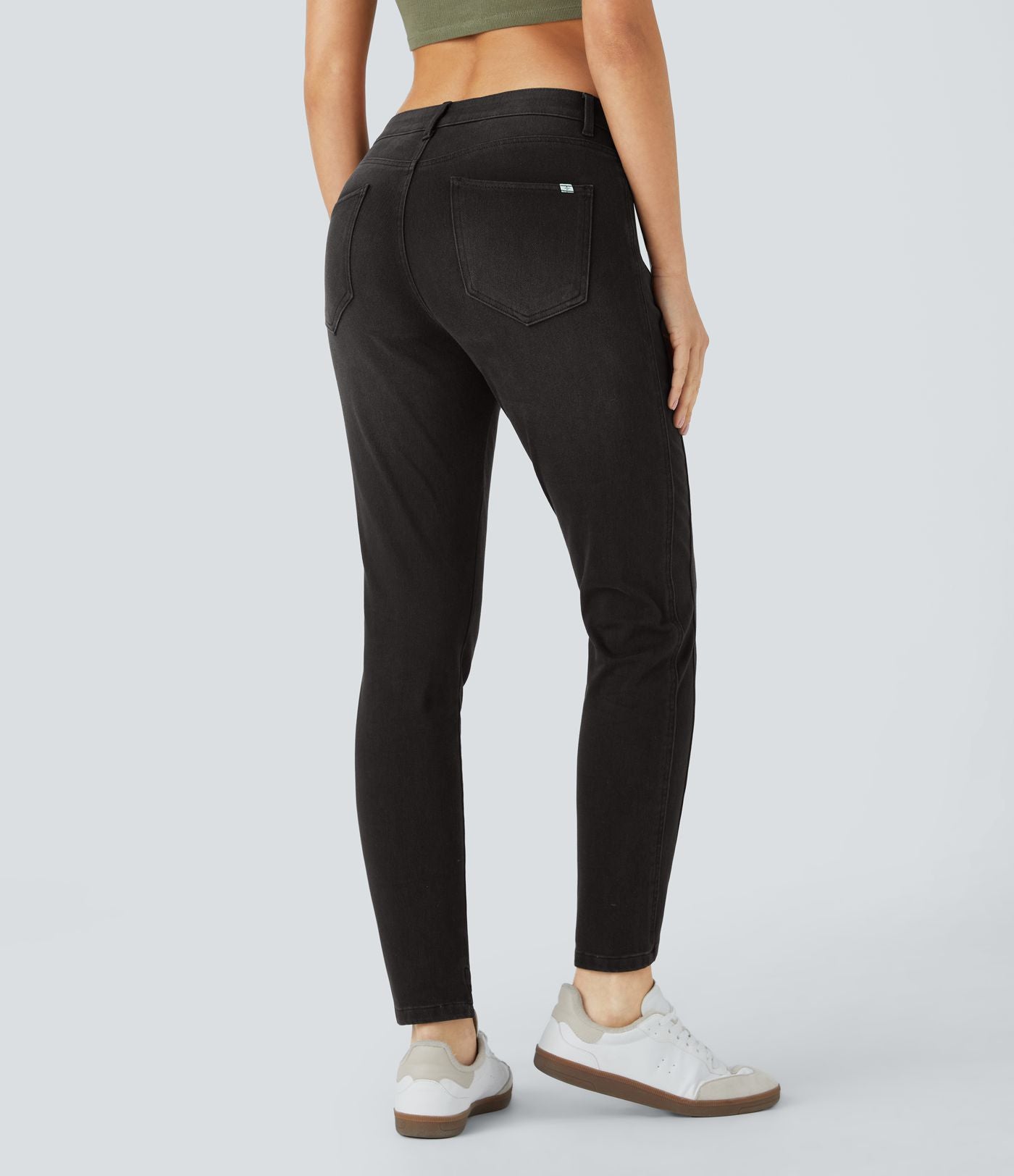 Jean skinny 7/8 décontracté taille basse Halara Flex™ avec poches zippées