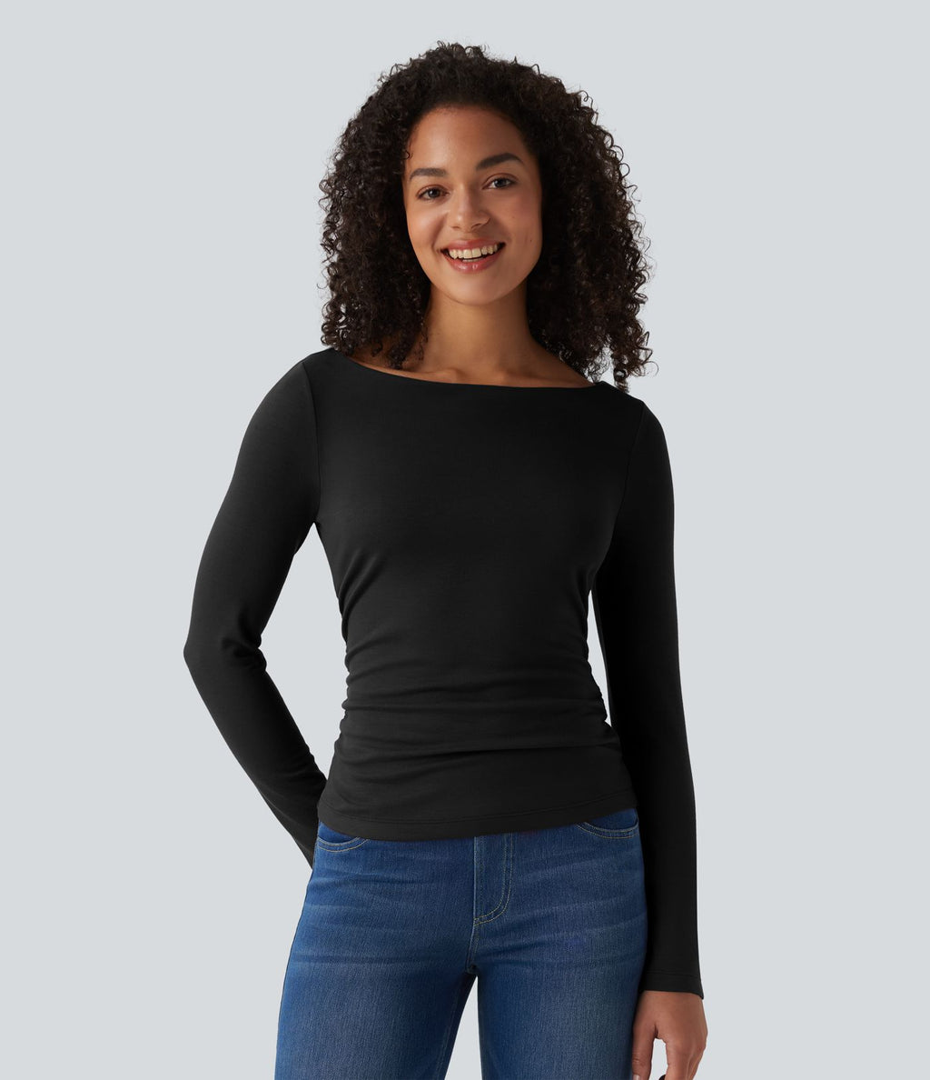 Chemise de travail chauffante Halara HeatCore col bateau manches longues