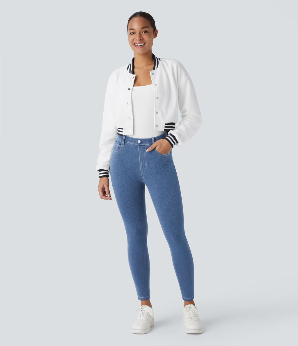 Leggings 7/8 de travail en denim taille haute avec poches Halara Flex™