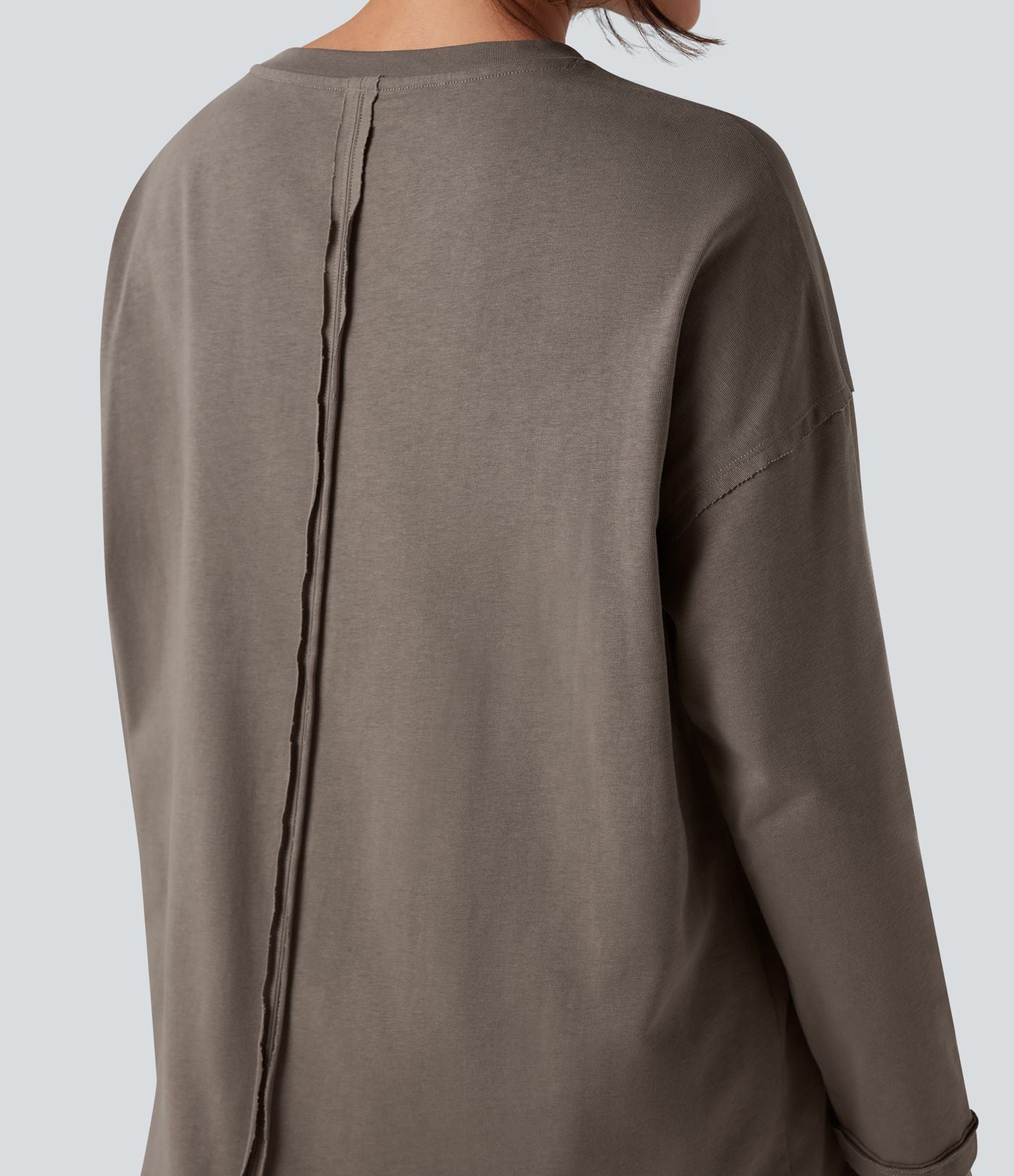 T-shirt coton oversize col rond manches longues