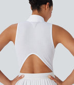 Robe de tennis courte 2-en-1 sans manches ajourée plissée à séchage rapide Breezeful™ avec poches latérales