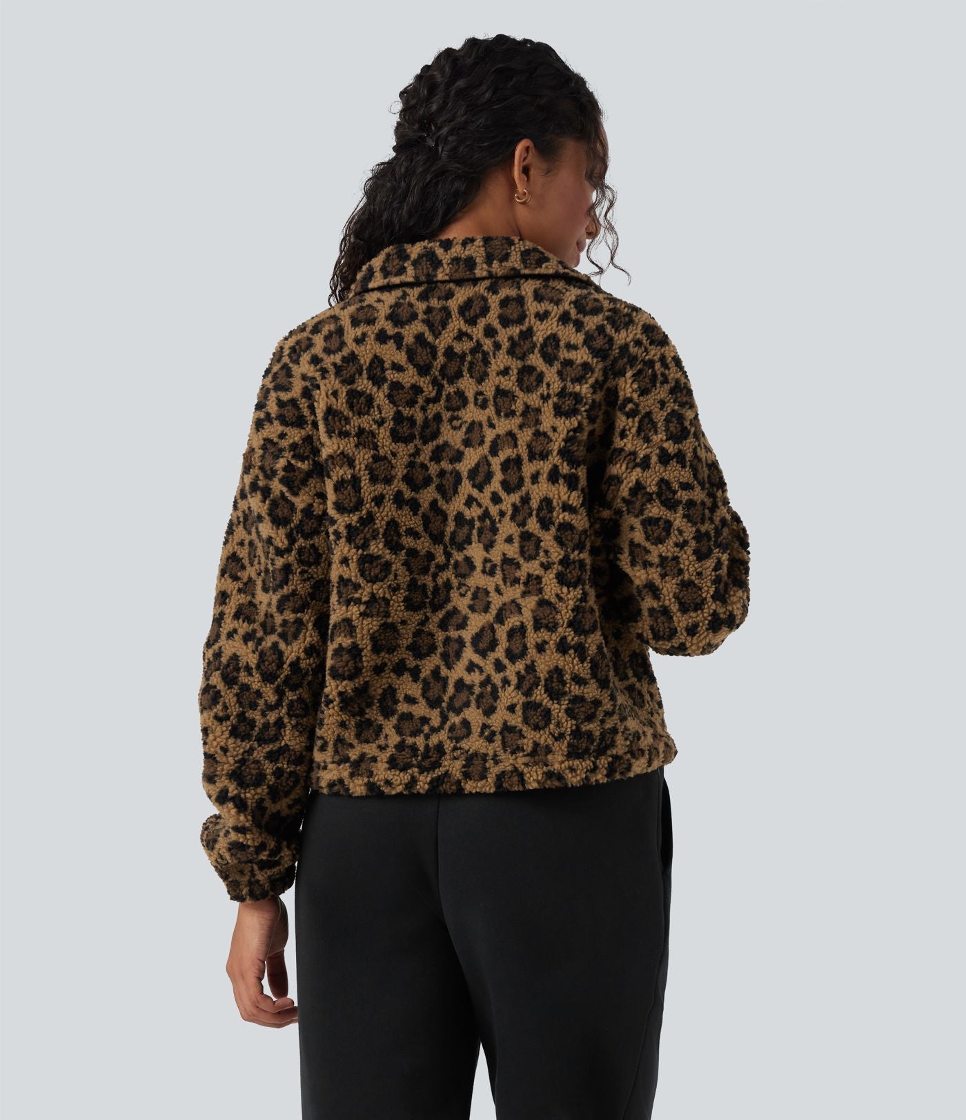 Veste décontractée en sherpa manches longues avec poches