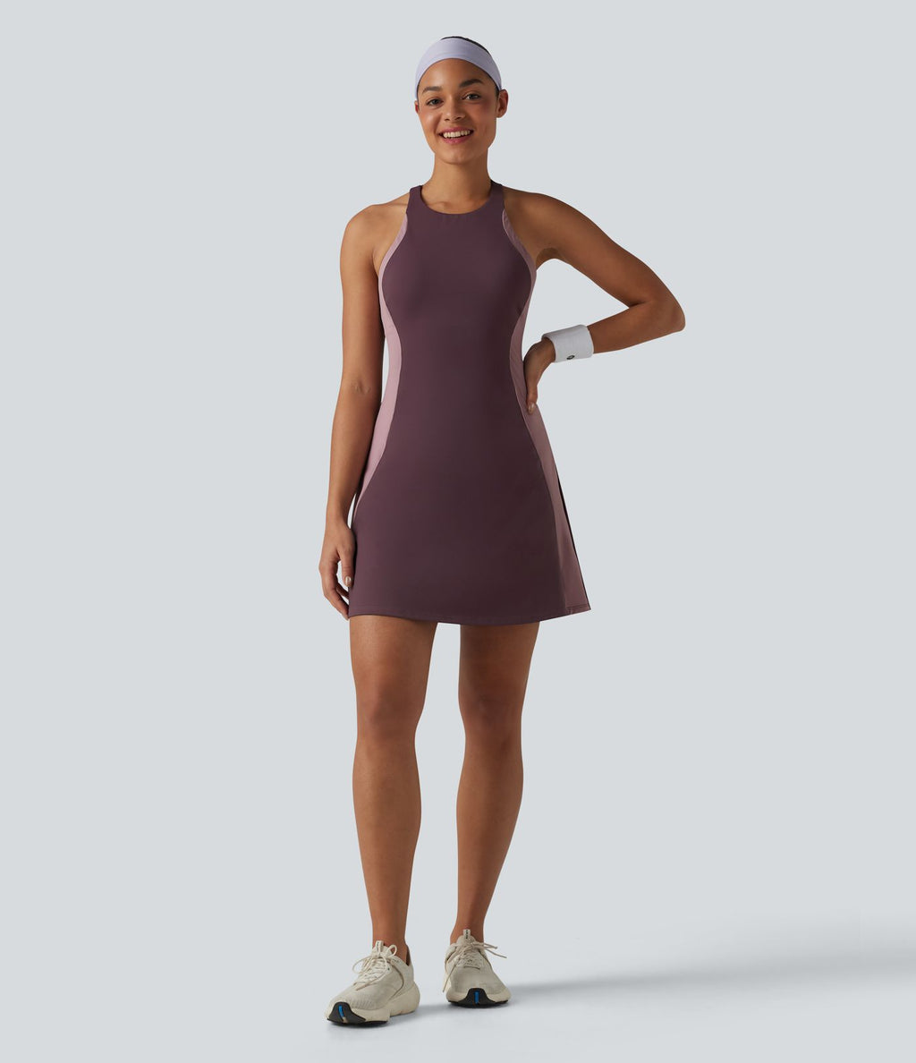 Robe de tennis courte 2-en-1 SoftlyZero™ Airy effet frais InstantCool avec brassière intégrée, color block et poches, accès facile Easy Peasy, protection solaire UPF50+