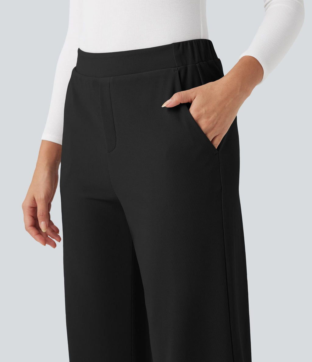 Pantalon tailleur baggy gaufré Halara Flex™ taille haute avec poches