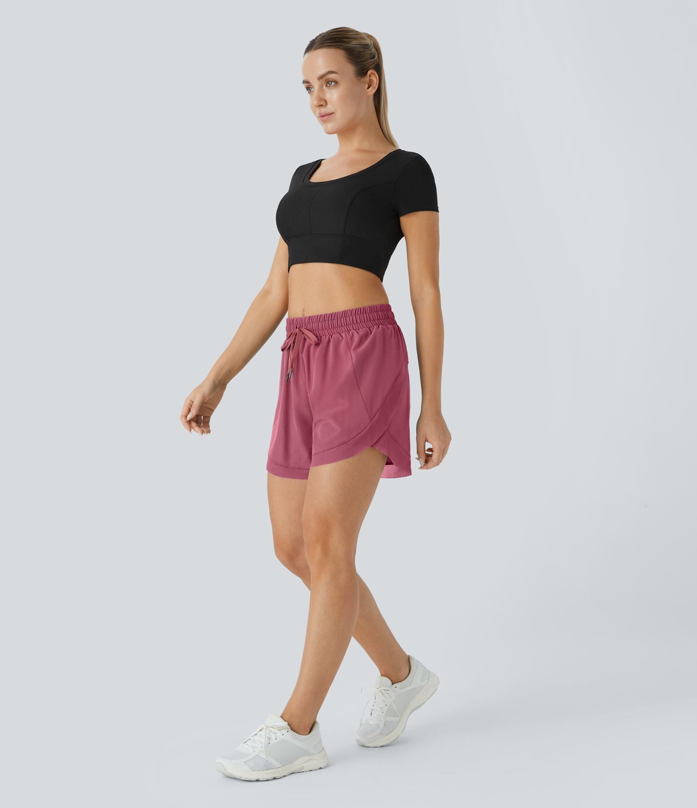Short 12,5cm Running Fluide 2 en Taille Mi-Haut Cordon de Serrage Mesh Contrastant