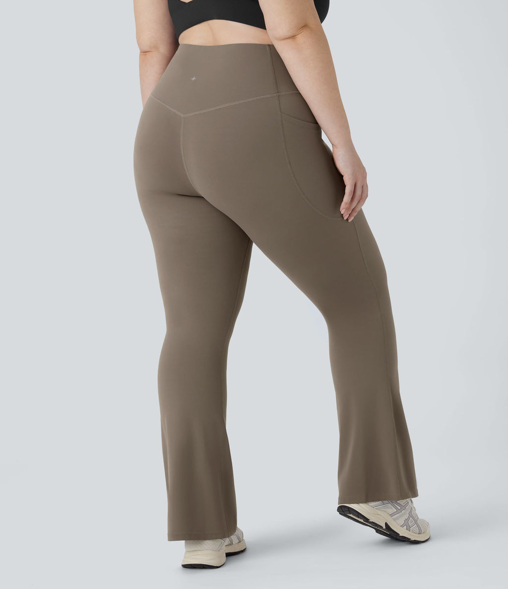 Pantalon de yoga à coupe bootcut gainant taille haute grande taille avec poches Halara UltraSculpt™