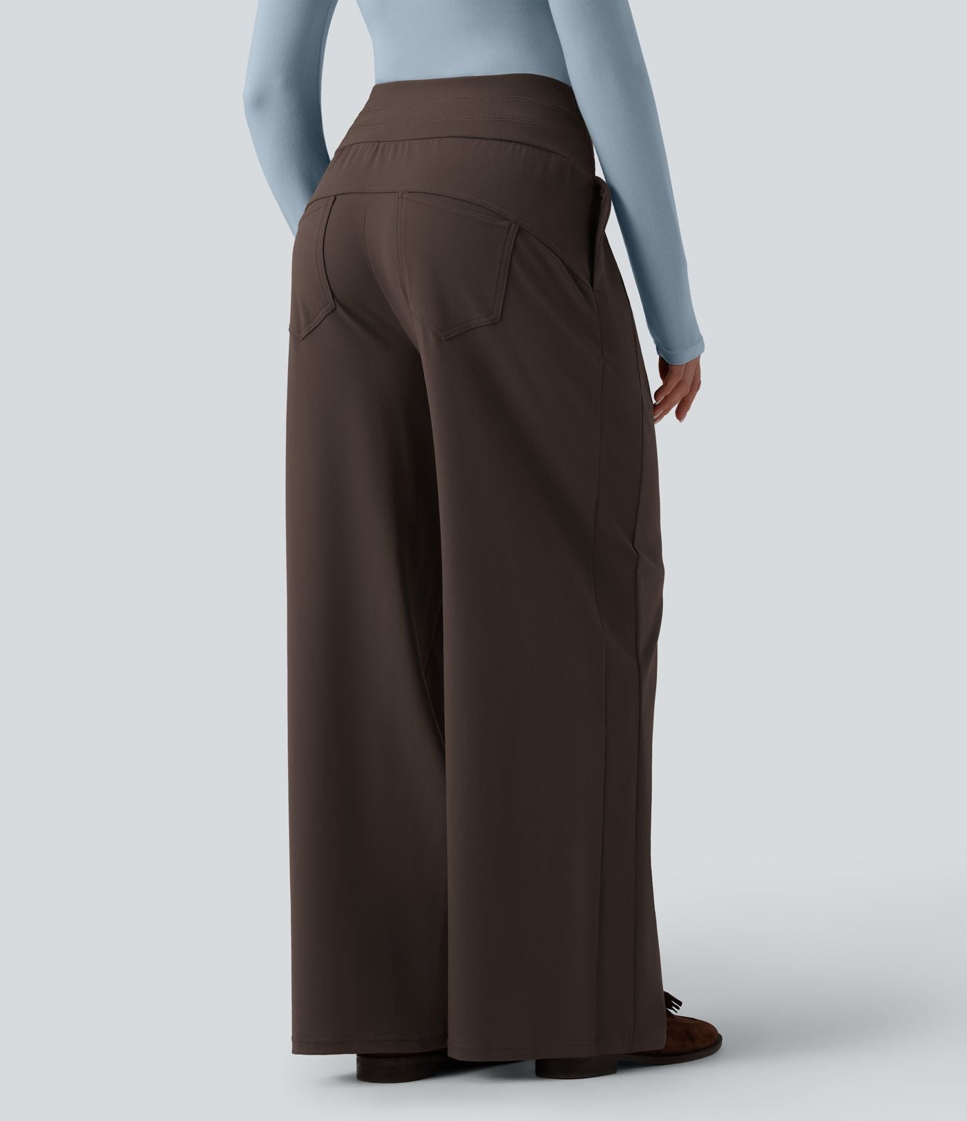 Pantalon large casual taille haute avec poches