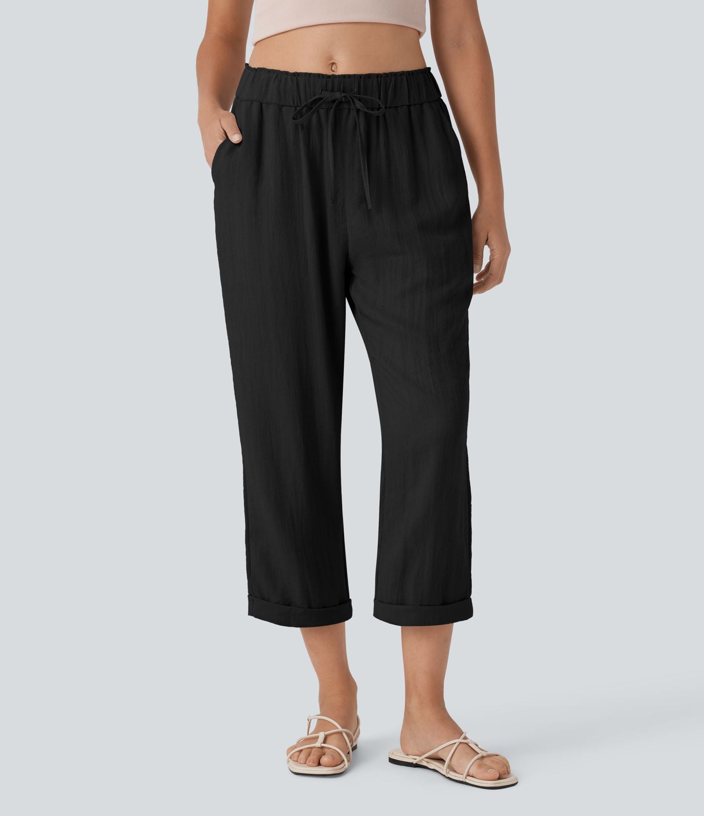Jogging fuselé taille mi-haute à cordon avec poches