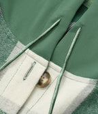 Veste de Casual à Carreaux en Polaire à Capuche avec Cordon de Serrage Boutons et Poches Latérales
