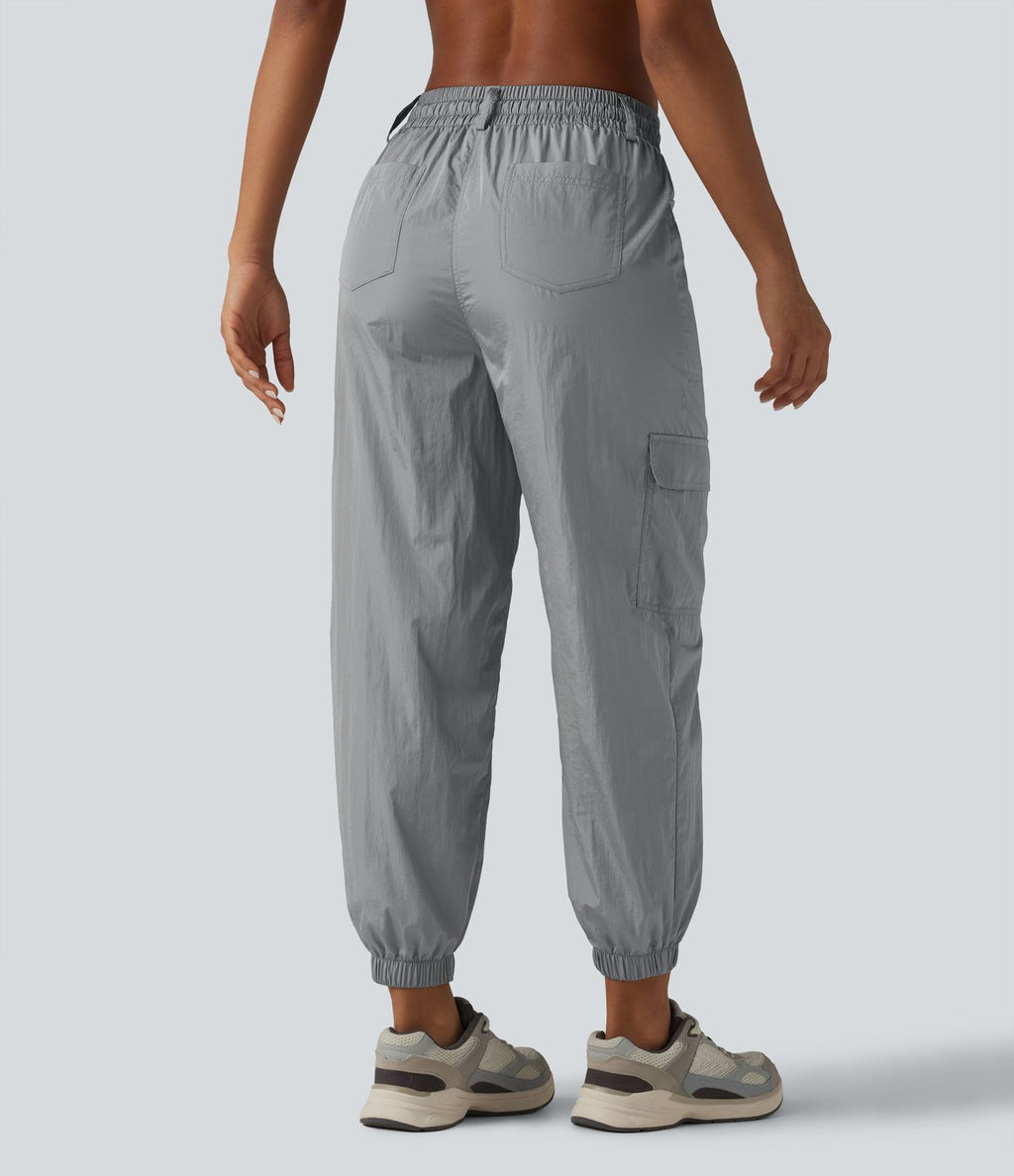 Jogging cargo fuselé taille haute à cordon de serrage avec poches