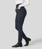 Pantalon ajusté taille haute zippé avec poches