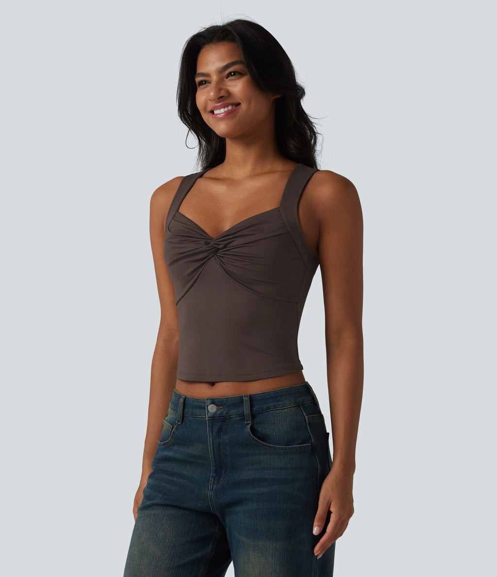 Débardeur casual slim torsadé col cœur