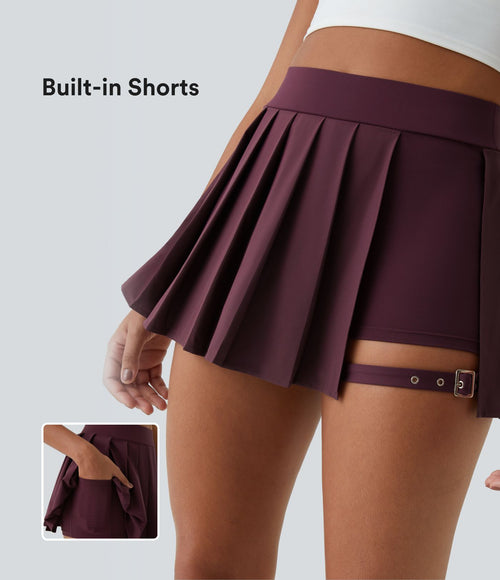 Breezeful™ Mini Jupe Soirée Plissée 2 en 1 Taille Haute Poche Latérale Boucle Réglable Séchage Rapide