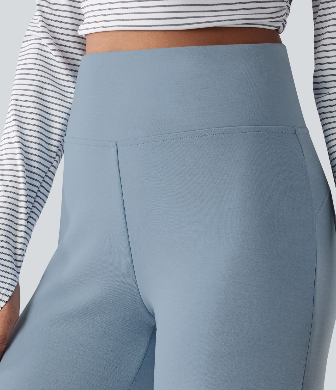 Pantalon décontracté ample taille haute avec poches