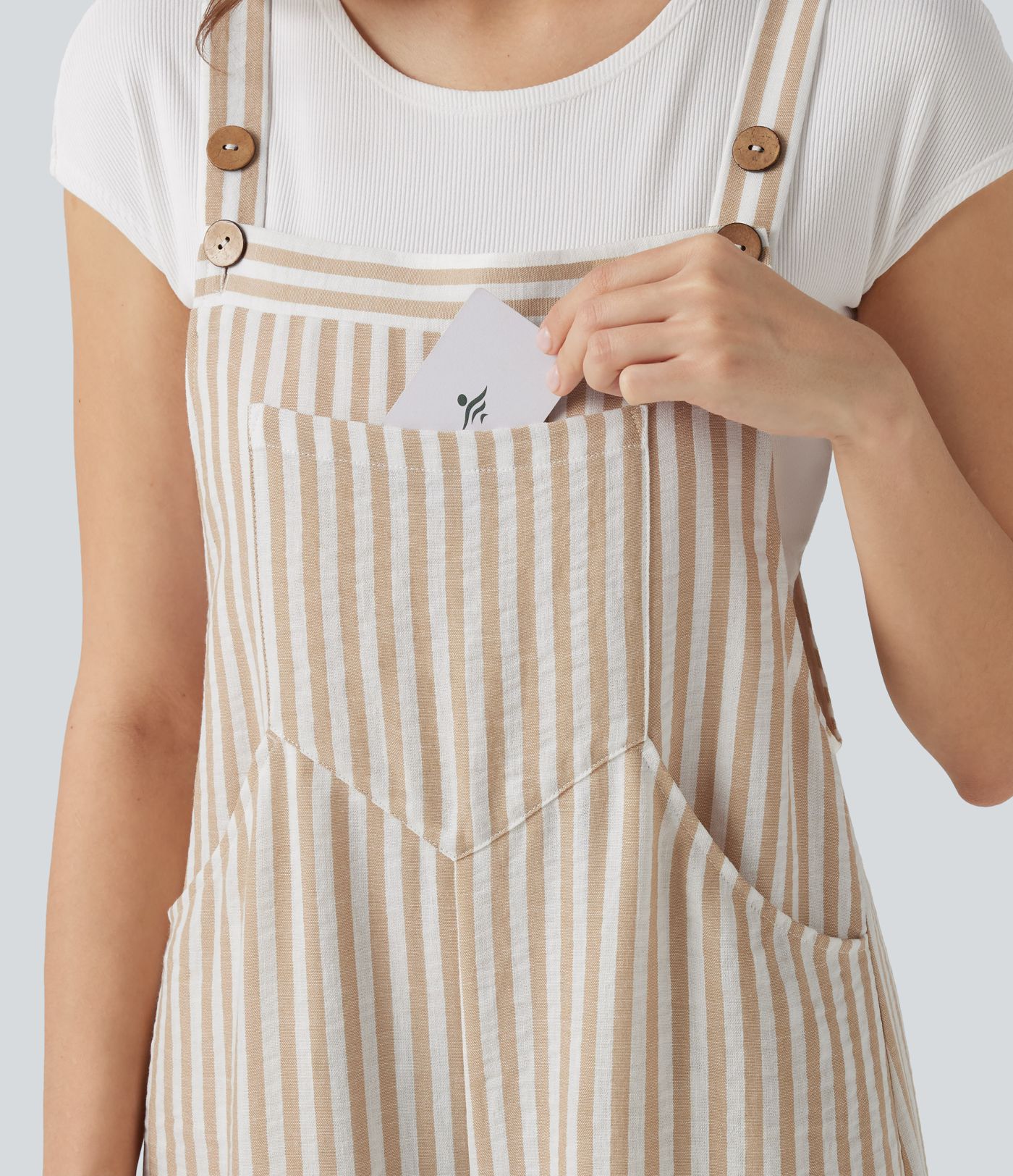 Salopette casual rayée effet lin avec poches