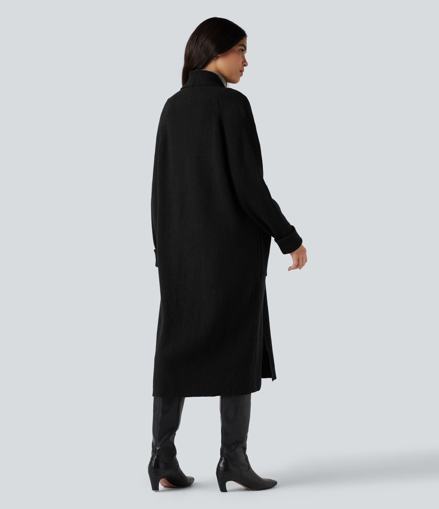 Cardigan long tailleur manches longues avec poches