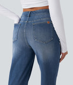 Jean décontracté Halara Flex™ jambe droite taille mi-haute ourlet retroussé avec poches