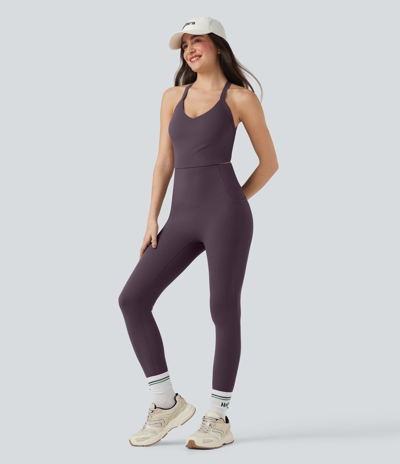 Combinaison-pantalon d'entraînement gainante avec poches - Édition Easy Peasy Halara UltraSculpt™