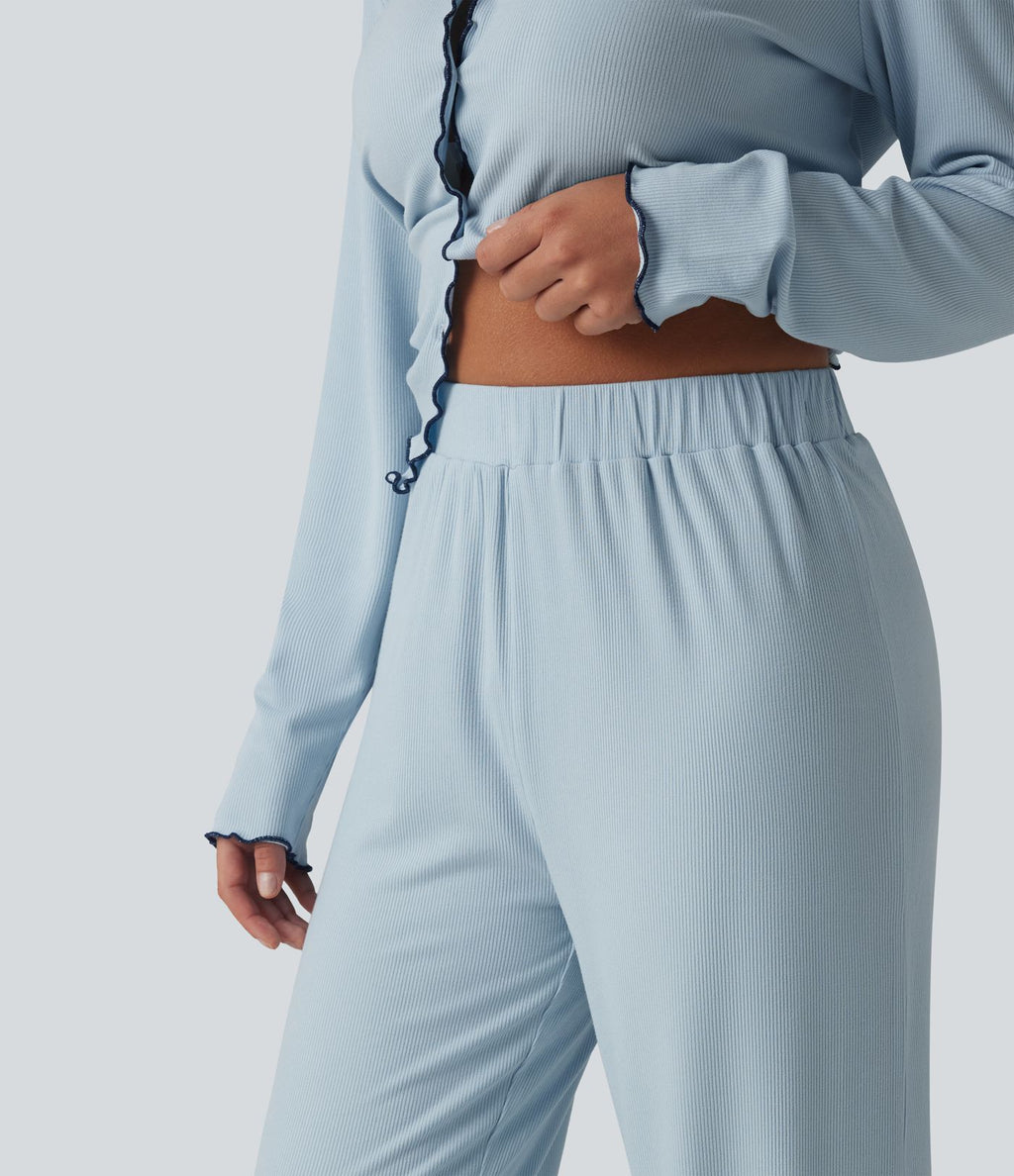 Pantalon d’intérieur taille haute ourlet à volants