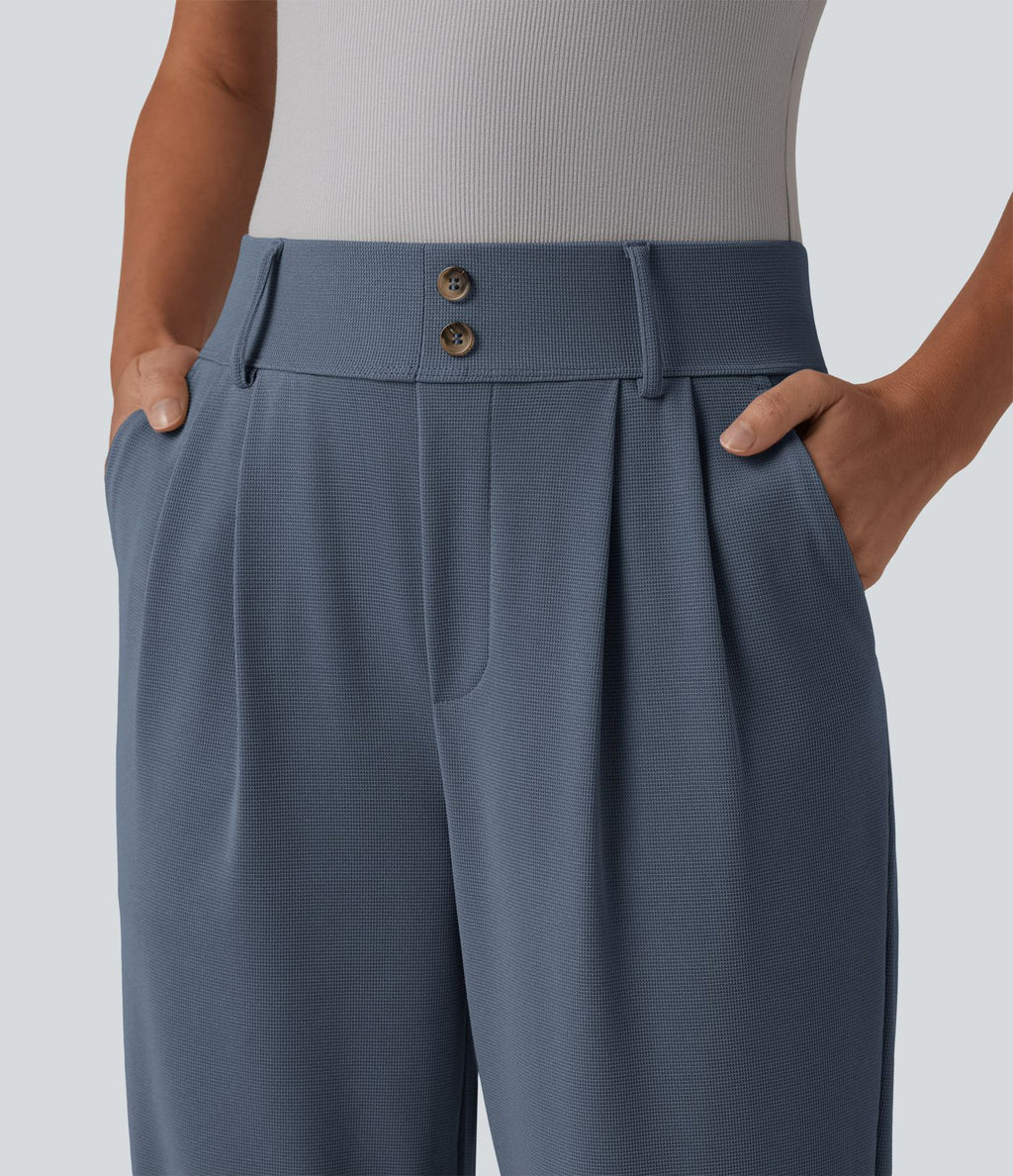 Halara Flex™ Pantalon tailleur fuselé taille haute en tissu gaufré avec poches