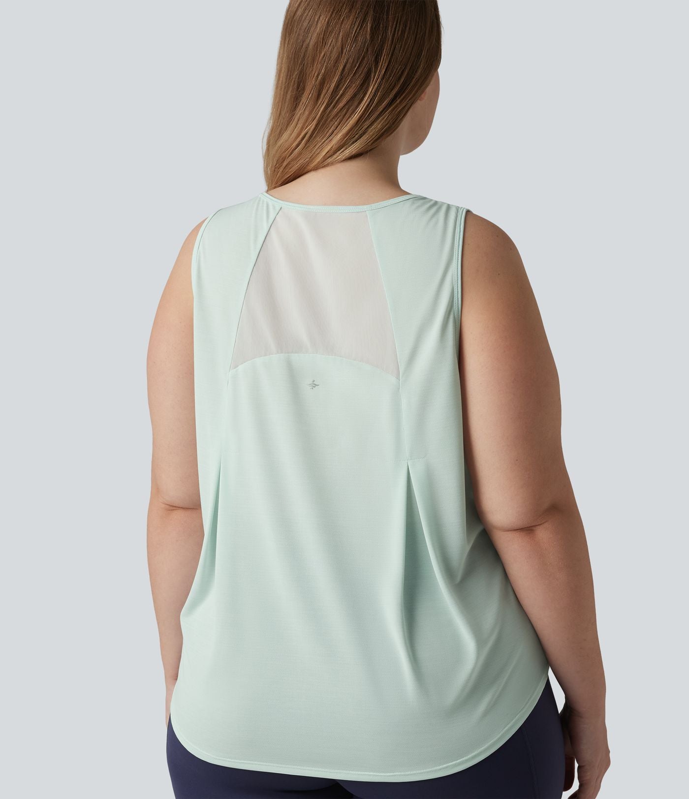 Débardeur de course grande taille ourlet arrondi empiècement en maille contrastée