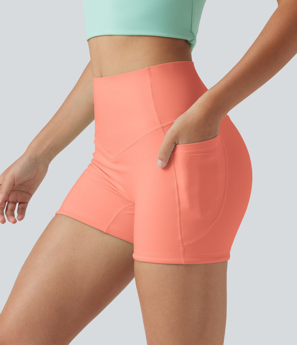 Short cycliste d’entraînement Halara UltraSculpt™ 8cm taille haute gainant avec poches