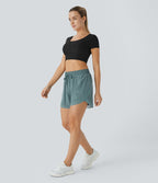 Short 12,5cm Running Fluide 2 en Taille Mi-Haut Cordon de Serrage Mesh Contrastant