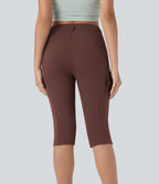 Pantalon cargo pedal pusher ajusté uni taille haute DayStretch avec poches zippées