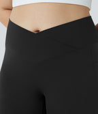 Softlyzero™ Legging Capri de Yoga Grande Taille Taille Haute avec Poche et Découpe Croisée