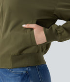 Veste bomber fermeture éclair coupe décontractée avec poches