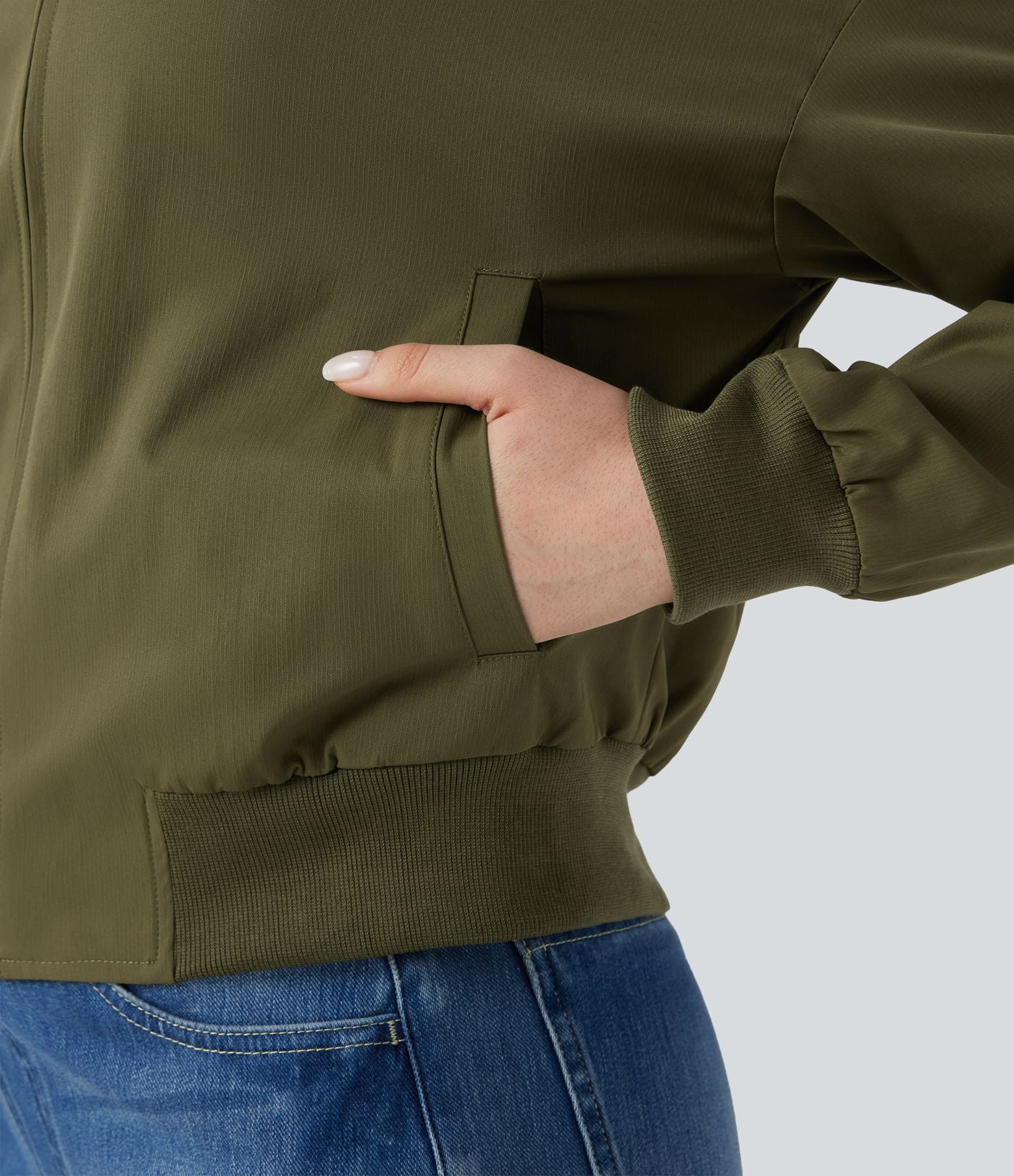 Veste bomber fermeture éclair coupe décontractée avec poches