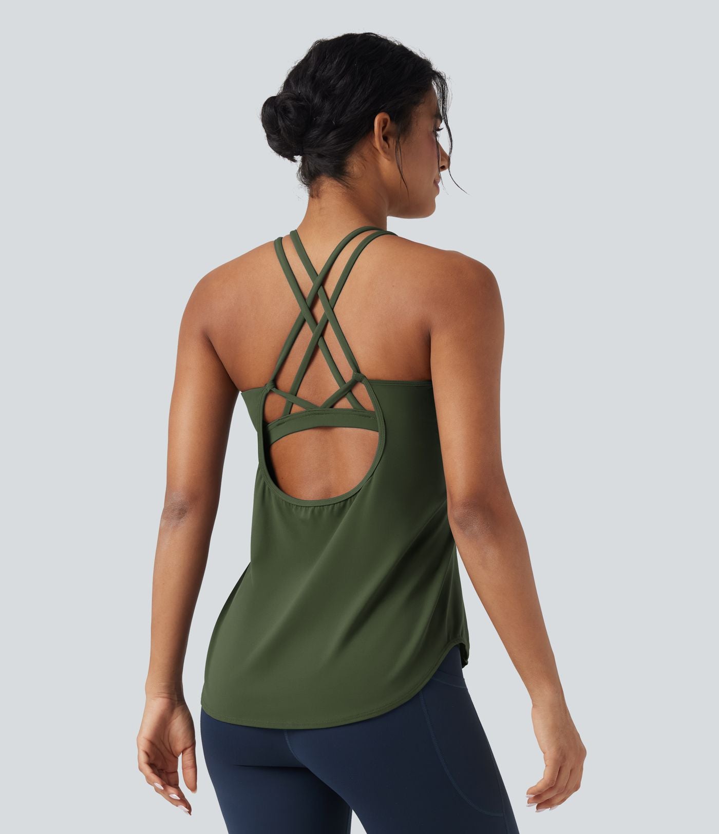 Débardeur running Halara UltraSculpt™ col rond dos croisé bonnets E-G