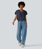 Haut de sport yoga oversize col V à manches courtes effet frais InstantCool à séchage rapide