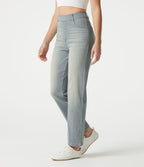 Jean droit Halara Flex™ à taille haute, poches multiples, effet délavé et tissu extensible