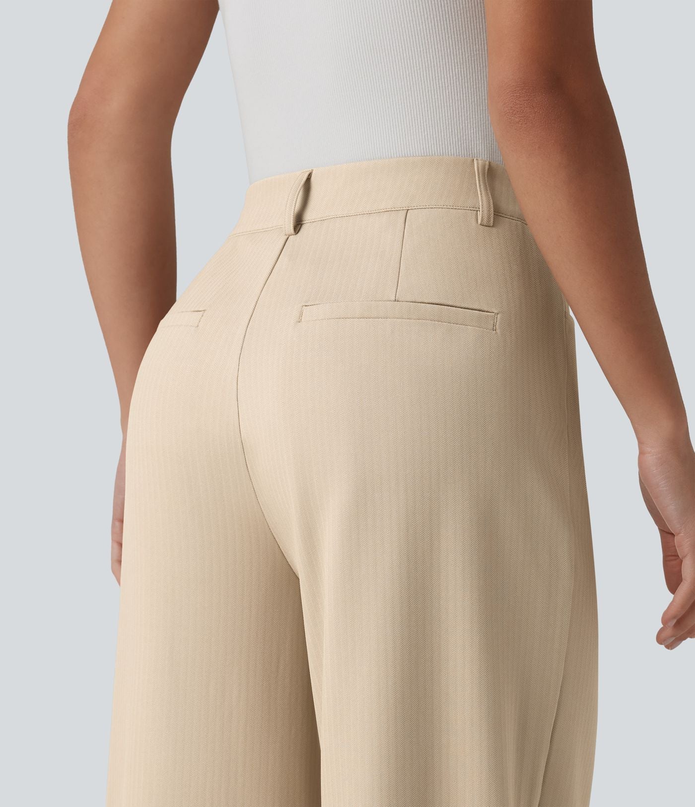 Halara Flex™ Pantalon tailleur droit taille haute à chevrons avec poches