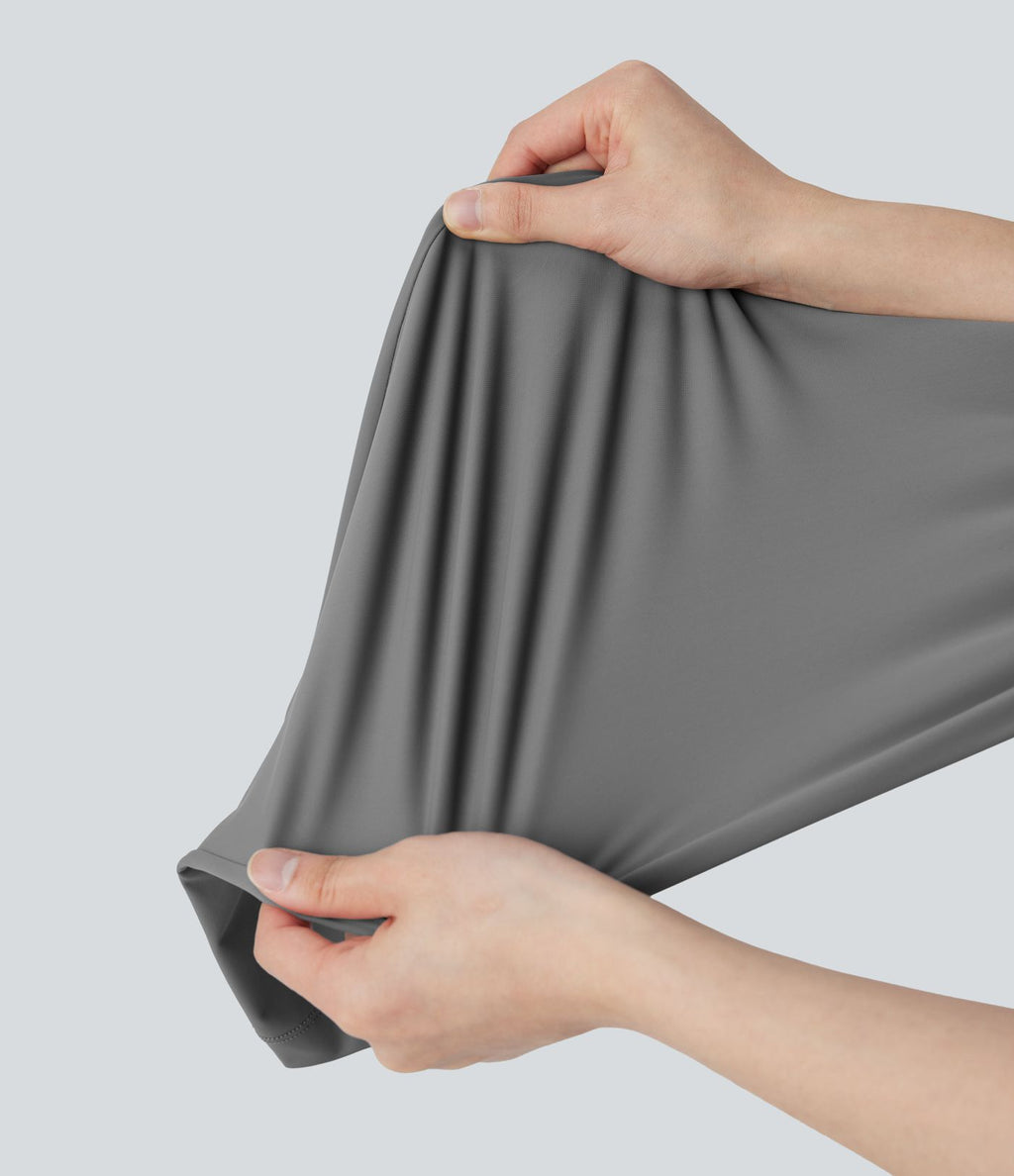 Pantalon de travail à taille haute avec boutons, fermeture éclair, poches latérales, fronces, jambe droite et effet frais InstantCool