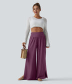 Pantalon fluide Breezeful™ taille haute à séchage rapide avec fronces, fente et poches