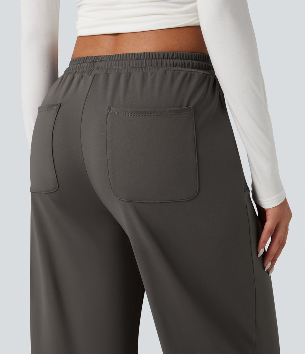 Pantalon tailleur large taille moyenne avec cordon de serrage Halara Flex™ DayStretch avec poches