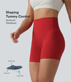 Short cycliste de yoga Halara UltraSculpt™ taille haute, ventre plat, côtelé contrasté, 12,5 cm, avec poches