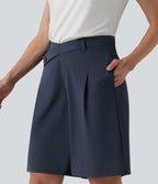 Short tailleur DayStretch mi-taille asymétrique 25 cm avec poches