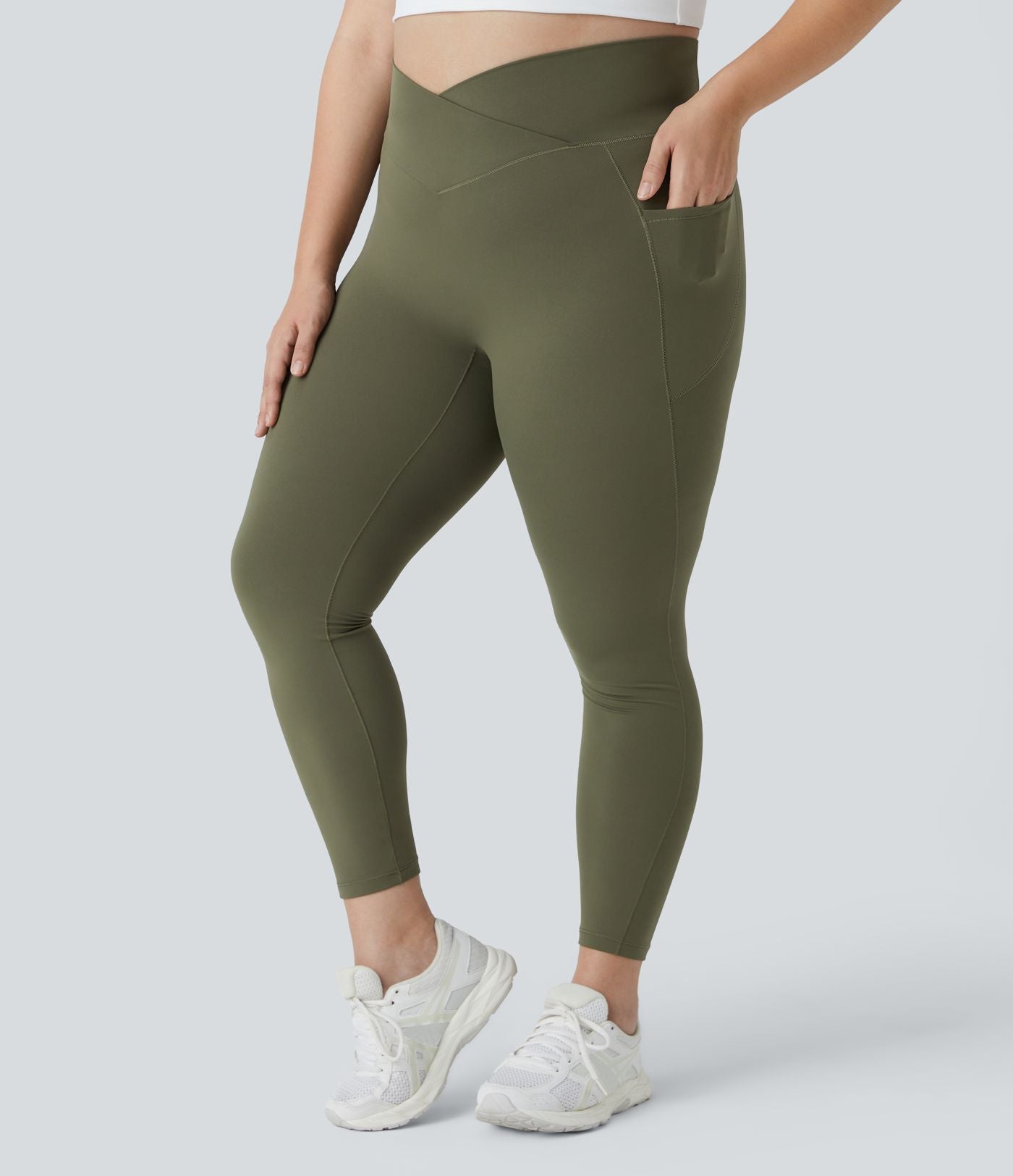 Softlyzero™ Legging Grande Taille Pleine Longueur Taille Haute Poches Latérales Croisée - UPF50+